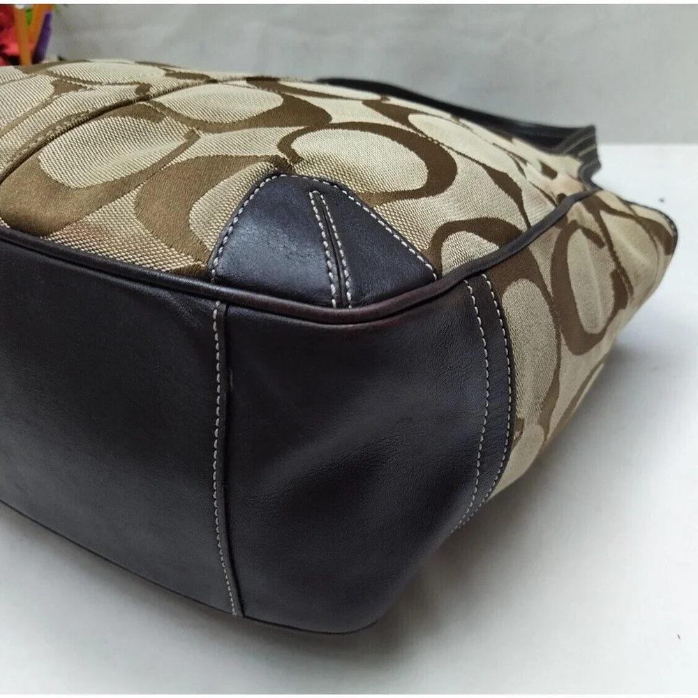 Coach Chelsea Signature Brown Canvas Double Handles Shoulder Bag